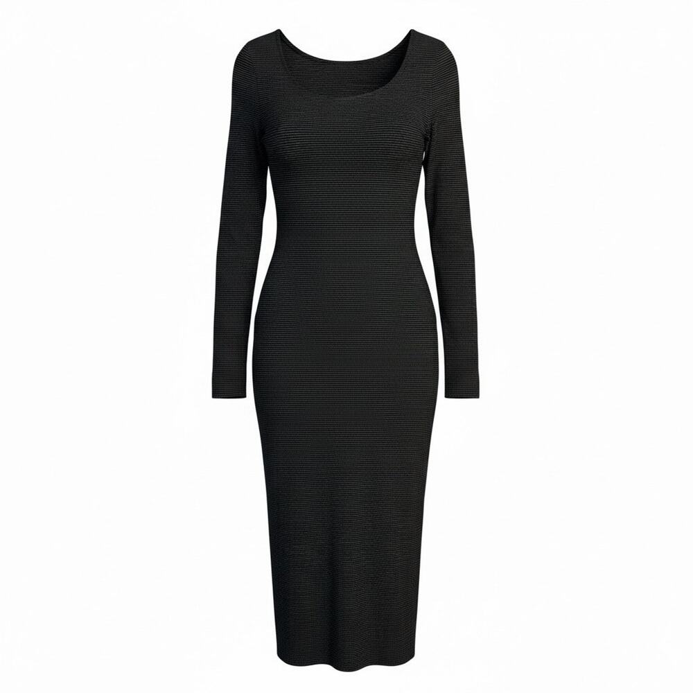 Uriert Long Sleeve Bodycon Knee Length Dress Women's M Green Black Cutout Sexy